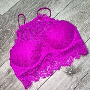 Victoria's Secret PINK high neck lace pushup underwire bralette S AA-C